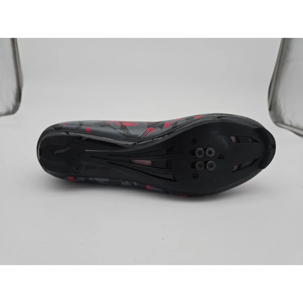 Speed Cycling Shoes Mens Size 13 Black Red Camouflage 3 Cleat Speed Tie Strap - Picture 8 of 10